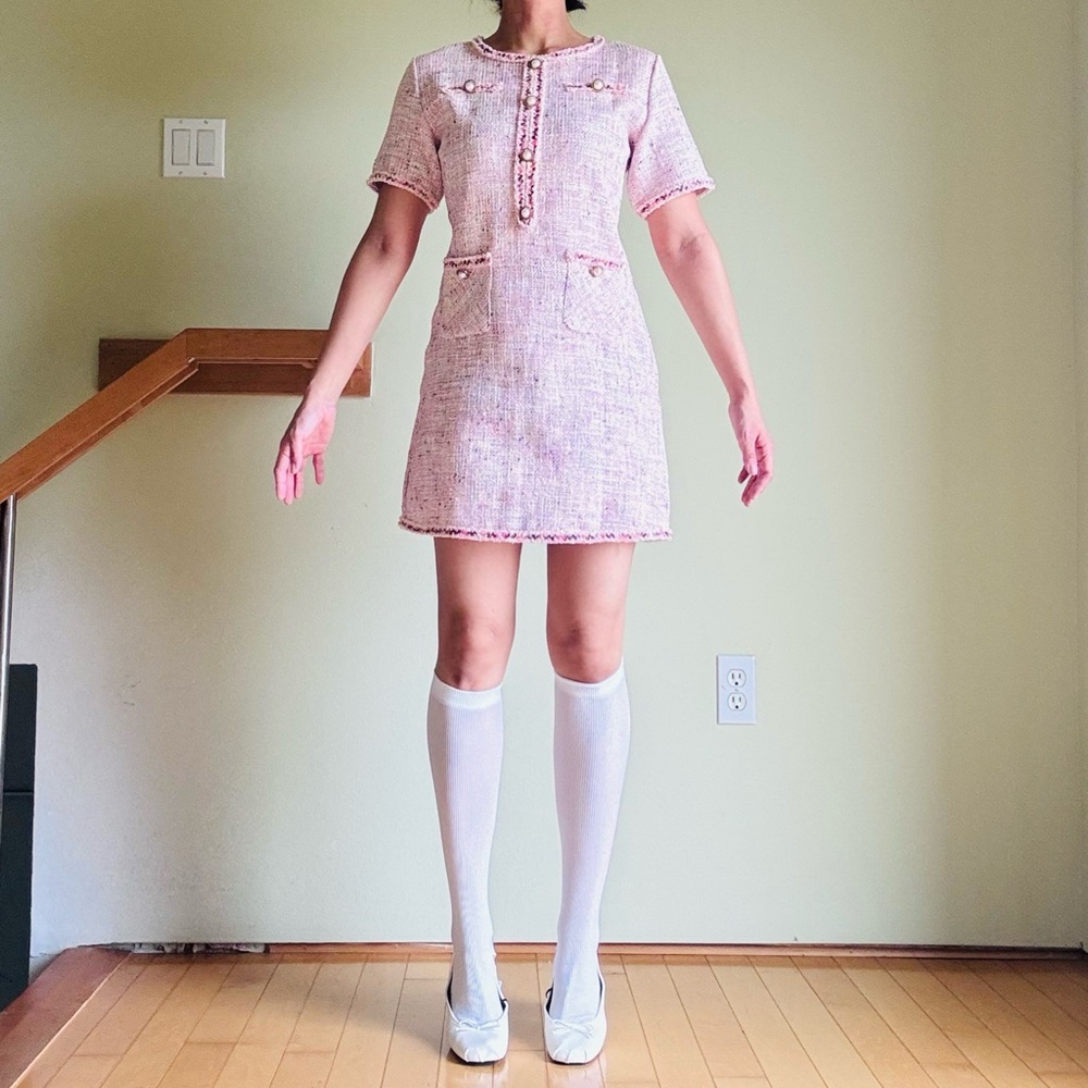 LIBRADA PINK TWEED MINI DRESS